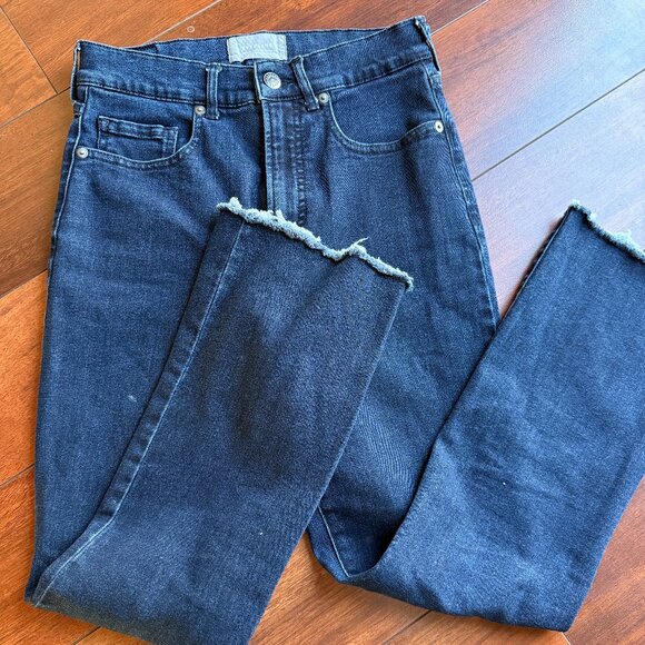 Everlane Denim - Everlane Stretch Slim Bootcut Raw Hem Dark Wash Jeans Size 26